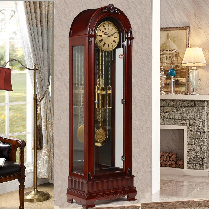Floor-to-ceiling European solid wood clock, classical German mechanical movement living room ornament