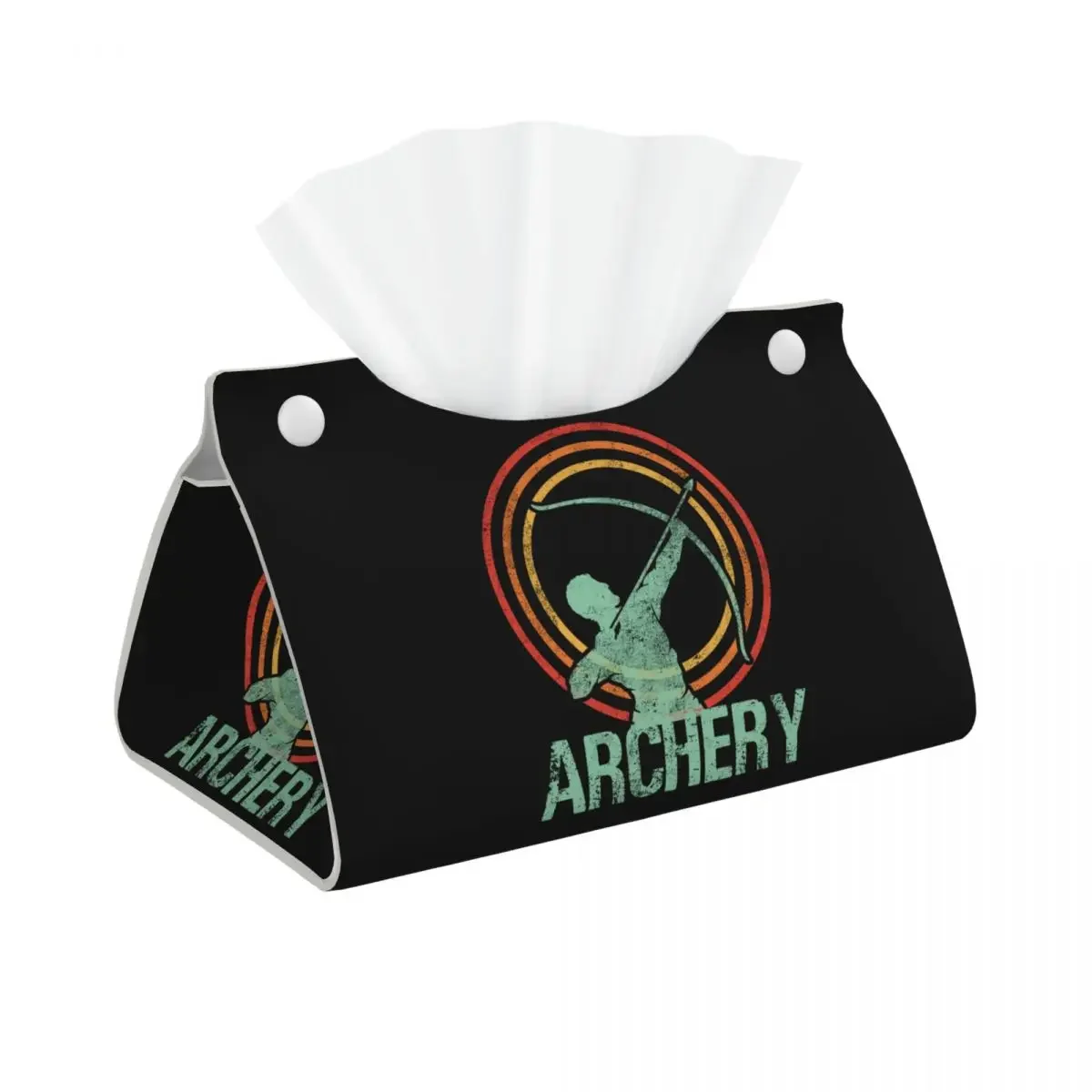 

Custom Retro Archery Arrow Bow Tissue Box Cover Rectangular PU Leather Vintage Facial Tissues Holder for Home
