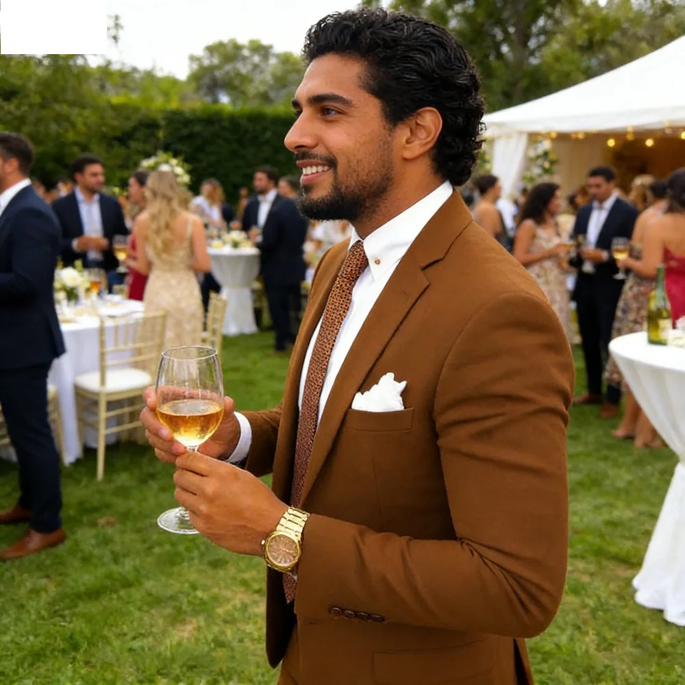 

2Piece Long Formal Men's Suit for Wedding Solid Color Smoking Suit for Graduation Dance Matching Outfit Set