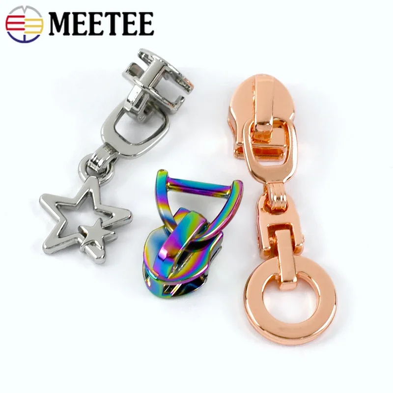 5/10/20/30Pcs Meetee 5# Nylon Zipper Sliders Pulls for Coil Zippers Tape Bag Purse Garment Zip Heads Repair Kits DIY Accessories