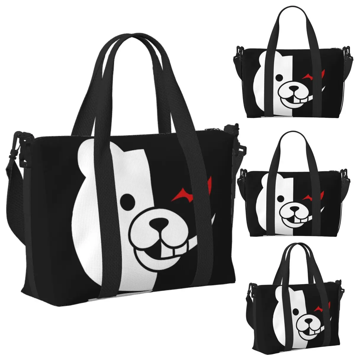 

Dangan Ronpa Monokuma Danganronpa Пляжная дорожная сумка Большая вместительная сумка-тоут для тренажерного зала Йога Женская дорожная сумка для покупок