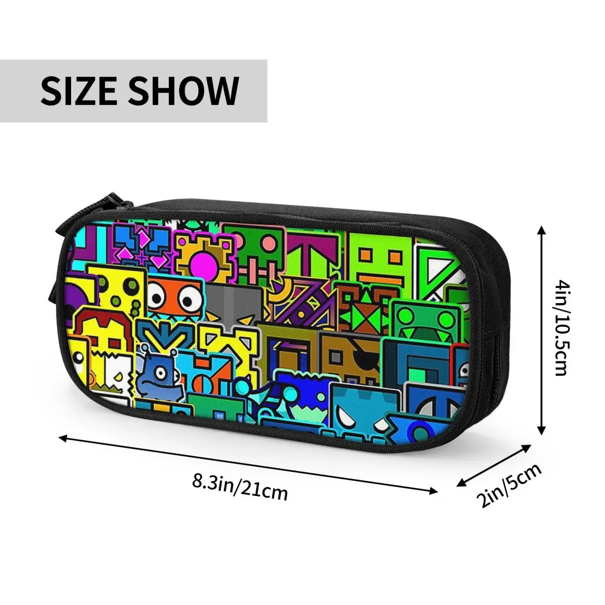 Video Game Geometry Dash Pencil Cases for Students Gifts Pen Box Pencil Bag Big Capacity Pencil Pouch