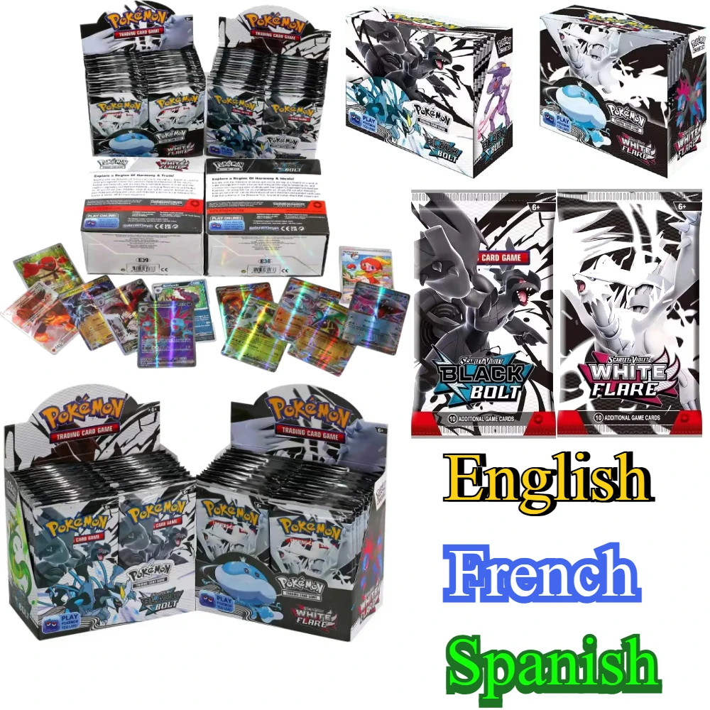 

40-360PCS Pokemon Card White Flare Destined Rivals Prismatic Evolutions Scarlet Violet 151 English Booster Battle Transaction