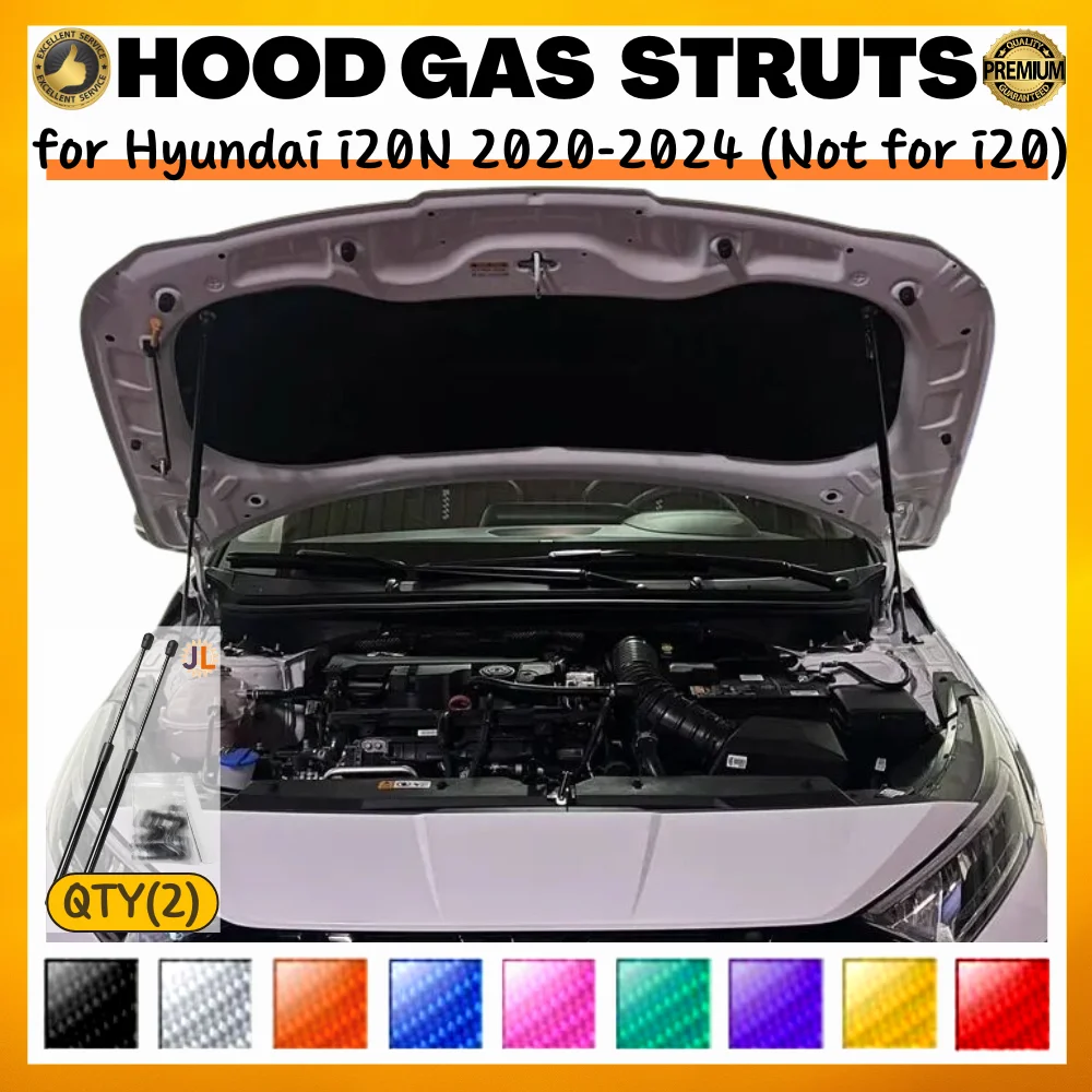 

Qty(2) Hood Struts for Hyundai i20N 2020-2024 Not for i20 Front Bonnet Modify Gas Springs Shock Absorber Lift Supports Dampers