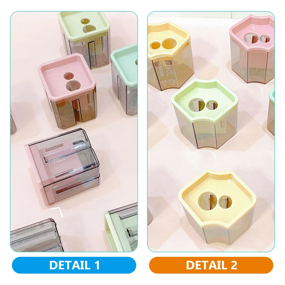 8 ชิ้นเครื่องเหลาดินสอแบบแมนนวลขนาดกะทัดรัดประหยัดเด็กแบบพกพา ABS เคสใสที่เชื่อถือได้ทนทานยาวนาน