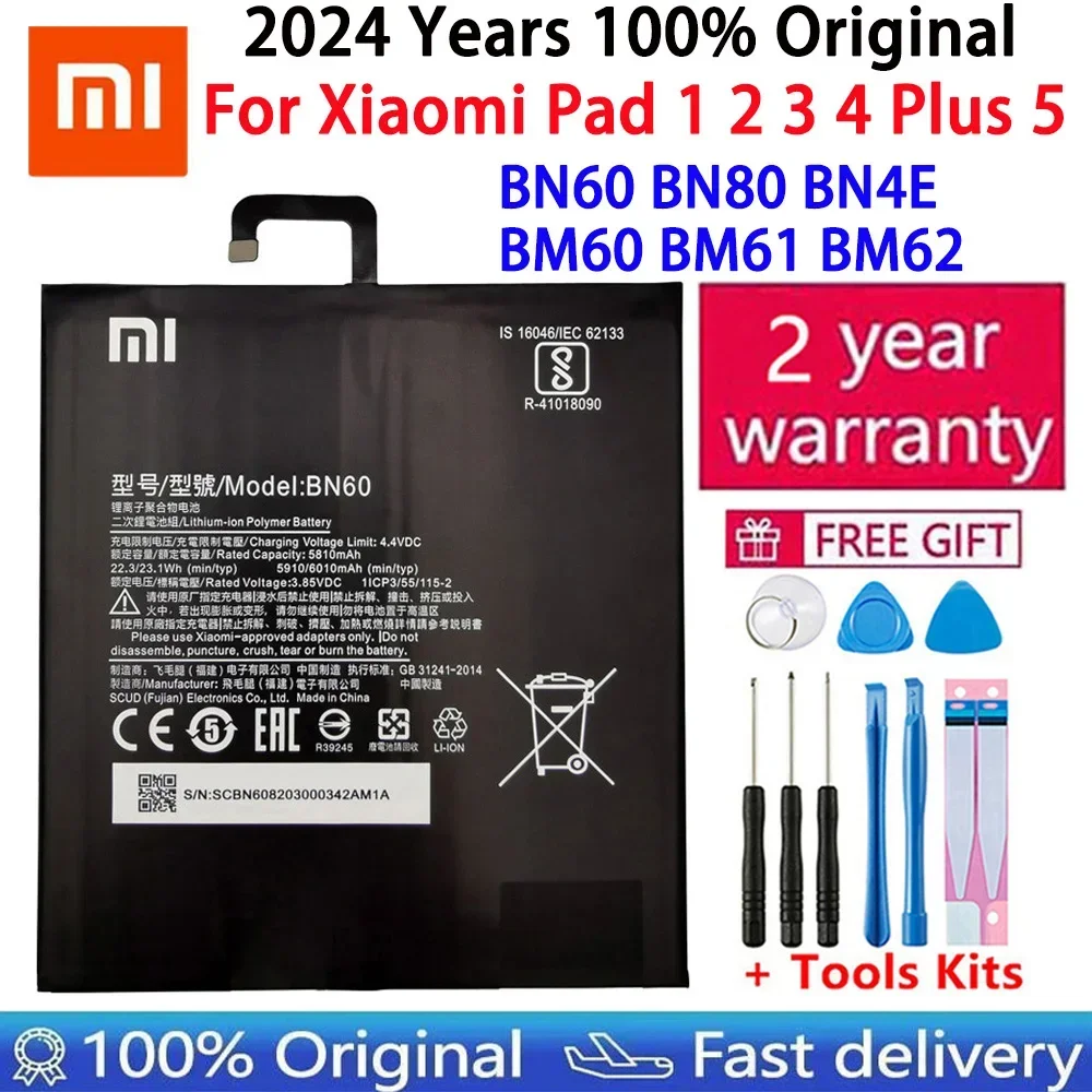 100% Orginal Tablet Replacement Battery For Xiaomi Pad 1 2 3 4 4  Plus 5 Mipad 1 2 3 4 4Plus 5 High Capacity Batteries +Tools