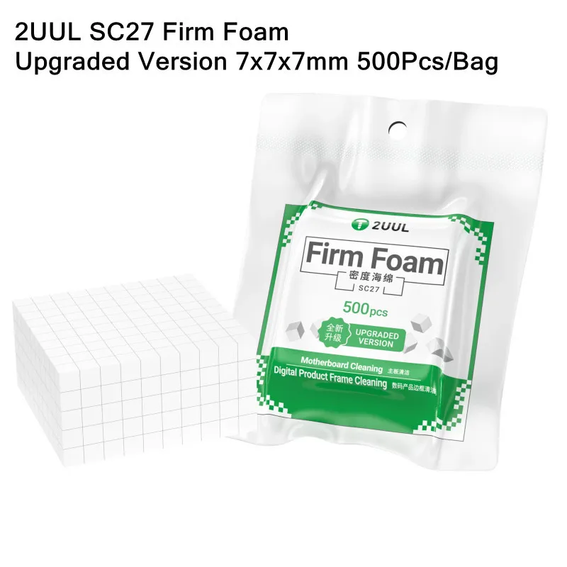 

2UUL SC27 Чистящая губка высокой плотности для ремонта мобильных телефонов Чип материнской платы Сильная адсорбция без остатков 7*7*7 мм
