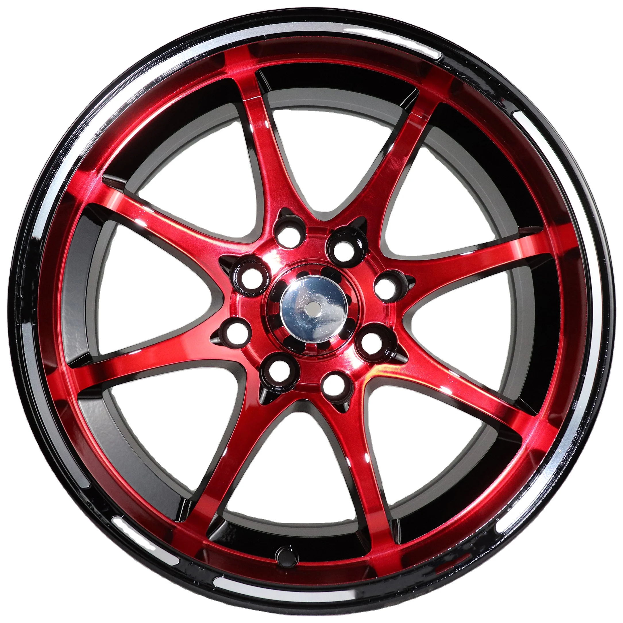 1PC Wholesale black and red rims 15 16 17 inch 4 lug 4x100 wheels 4x114.3 sport rim