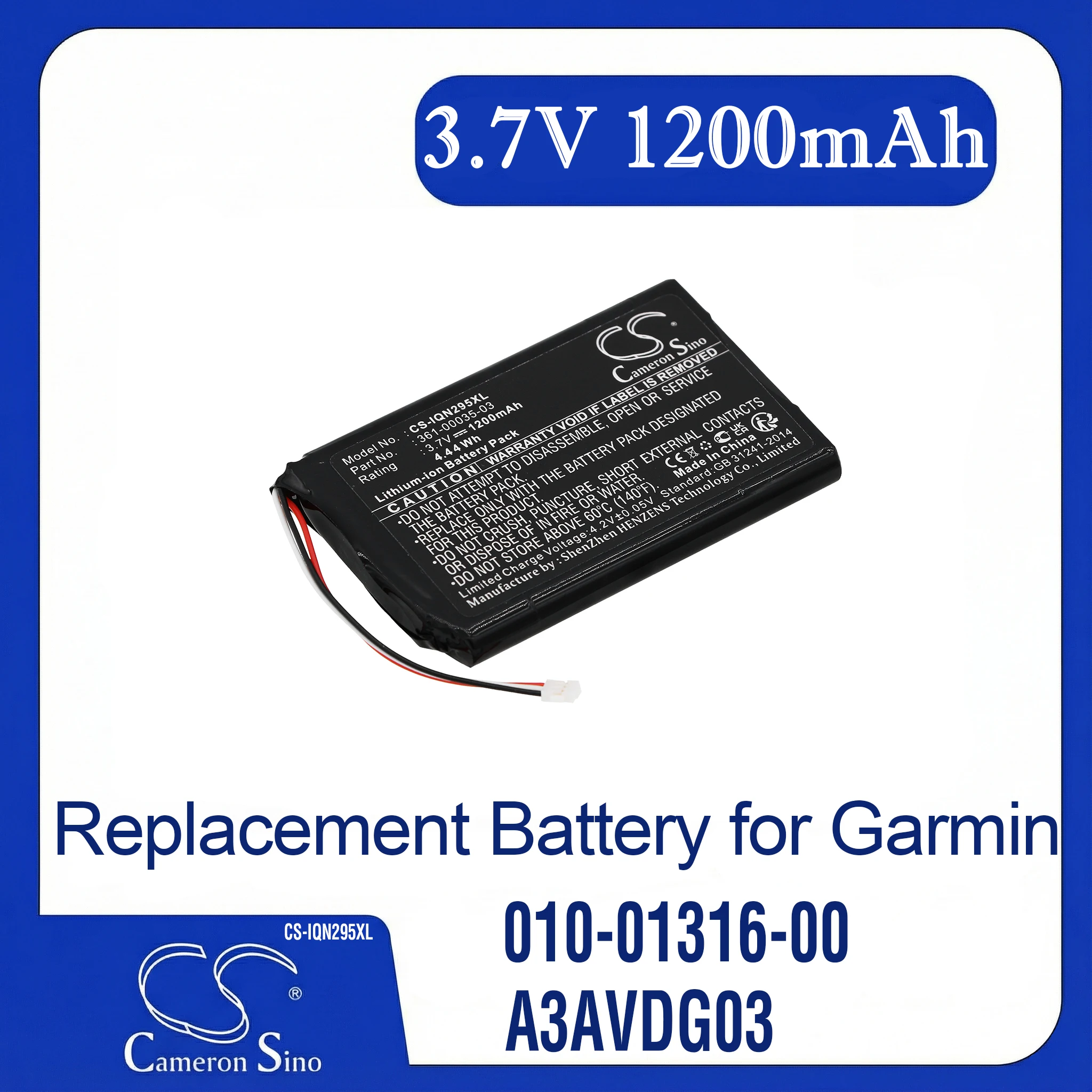 

Cameron Sino Replacement Battery Garmin 010-01316-00, A3AVDG03, Nuvi 2405, Nuvi 2405LT, PN 361-00035-03,361-00035-07