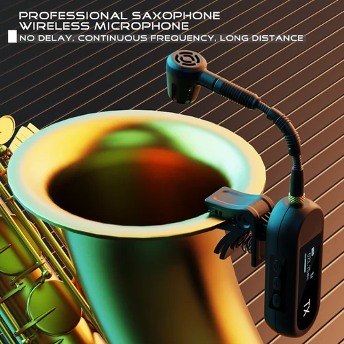 Imagen 2 del producto Sistema con micrófono inalámbrico de saxofón UHF adecuado para actuaciones al aire libre o en escenario, para varios instrumentos como Erhu, bajos