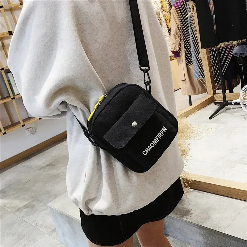 

2024 Fashion Women Shoulder Bag Pure Color Casual Tote Outdoor Bag Canvas Handbag Zipper Messenger Messenger Bags Sac Main Femme