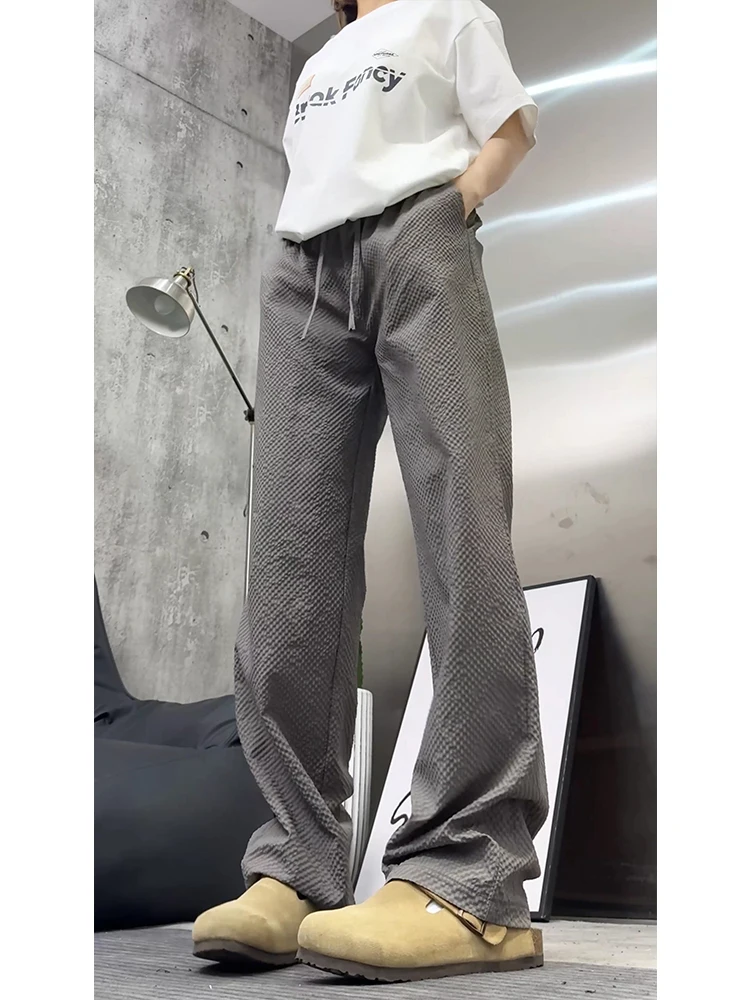 

ey Ice Silk Loose Thin Summer Casual Pants Qui Dry Breathable Air Conditioning Men's Leisure Trousers Straight Leg Long P...