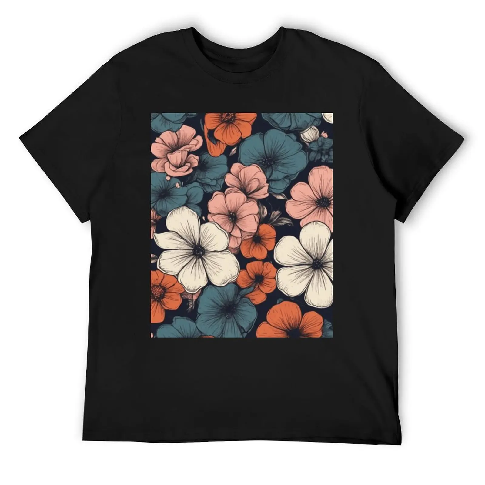 

Blossom Threads: Explore Nature's Beauty with Our Floral T-Shirt anime stuff Short sleeve tee vintage clothes shirts men graphic