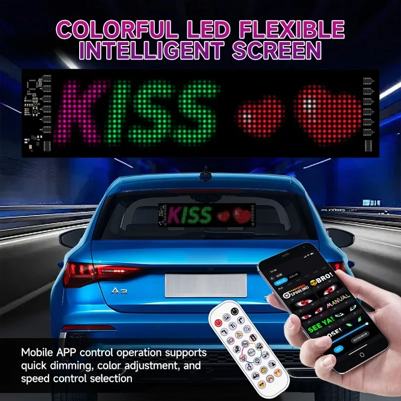 LED AD Devil Eye Display Pixel Panel Screen Board Windshield Sign Board Ultra-thin Soft Flexible Advertising Light Car Display