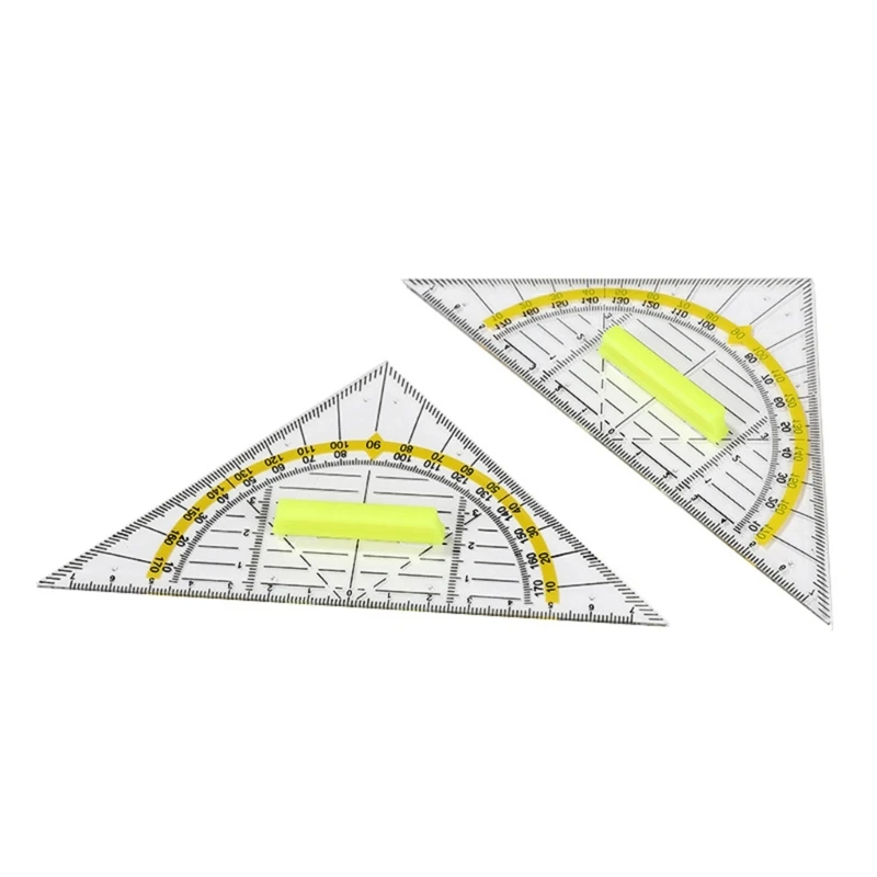 Versatile Measuring Triangle Plastic Ruler Transparent Rrotractor Shatterproof Office Maths School Set Protractor Ruler