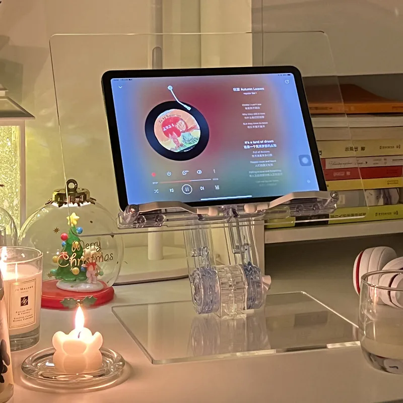 

Upgraded Acrylic Reading Stand Transparent Ipad Holder Bloggers Favorite Adjustable Tablet Stand Computer Office Supplies