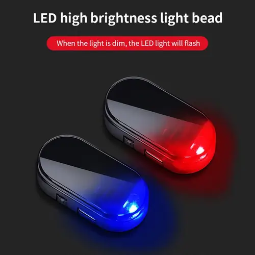 Luz LED simulada falsa roja de energía Solar para coche, luz de advertencia antirrobo recargable, luz de alarma, sistema de seguridad, lámpara de señal estroboscópica