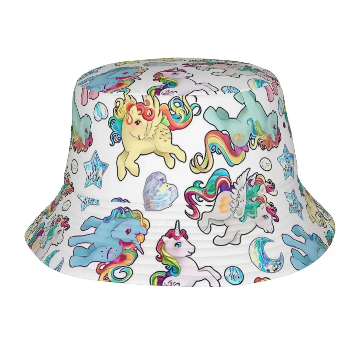 Summer Headwear Rainbow Kawaii Unicorn Cartoon Stuff Bucket Hat  Girl Hot Sun Hats Boonie Hat UV Protection Fishing Caps Outdoor