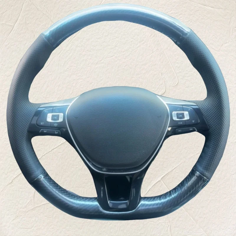 

Сшитый вручную чехол на руль из натуральной кожи из углеродного волокна для Volkswagen Golf 7 Mk7 Touran Up New Polo Jetta Passat B8