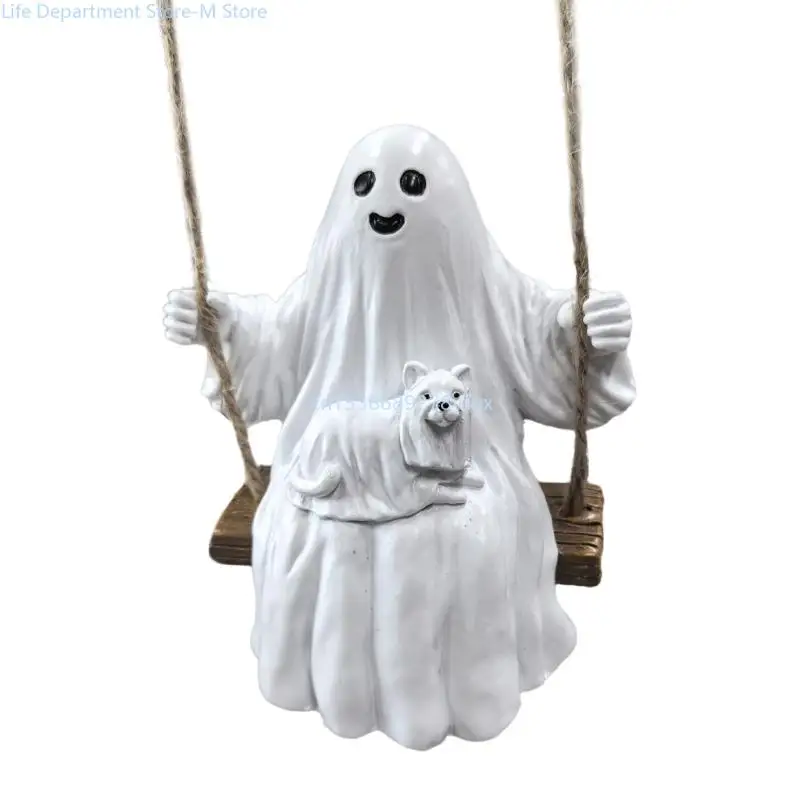 

Ghostly Swingers Sculpture Durable Resin Halloween Decors for Yard or Balconies