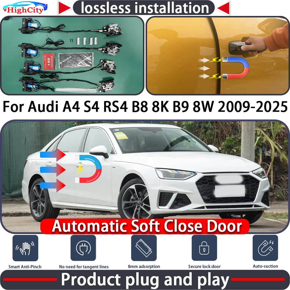 

HighCity Electric Closing Door Lock Actuator for Audi A4 S4 RS4 B8 8K B9 8W 2009-2025 Soft Close Power Latch System Auto Pull
