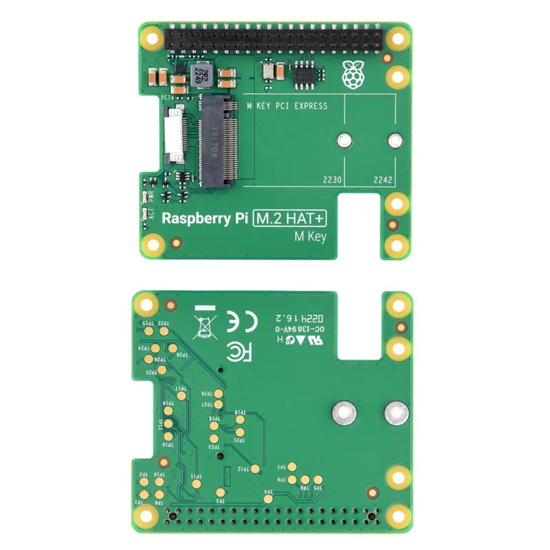 Official Raspberry Pi 5 M.2 HAT+ Gen2 Gen3 NVME M.2 SSD 2230/2242 Size M Key PCI Express GPIO Expansion Board for RPI5 Pi5