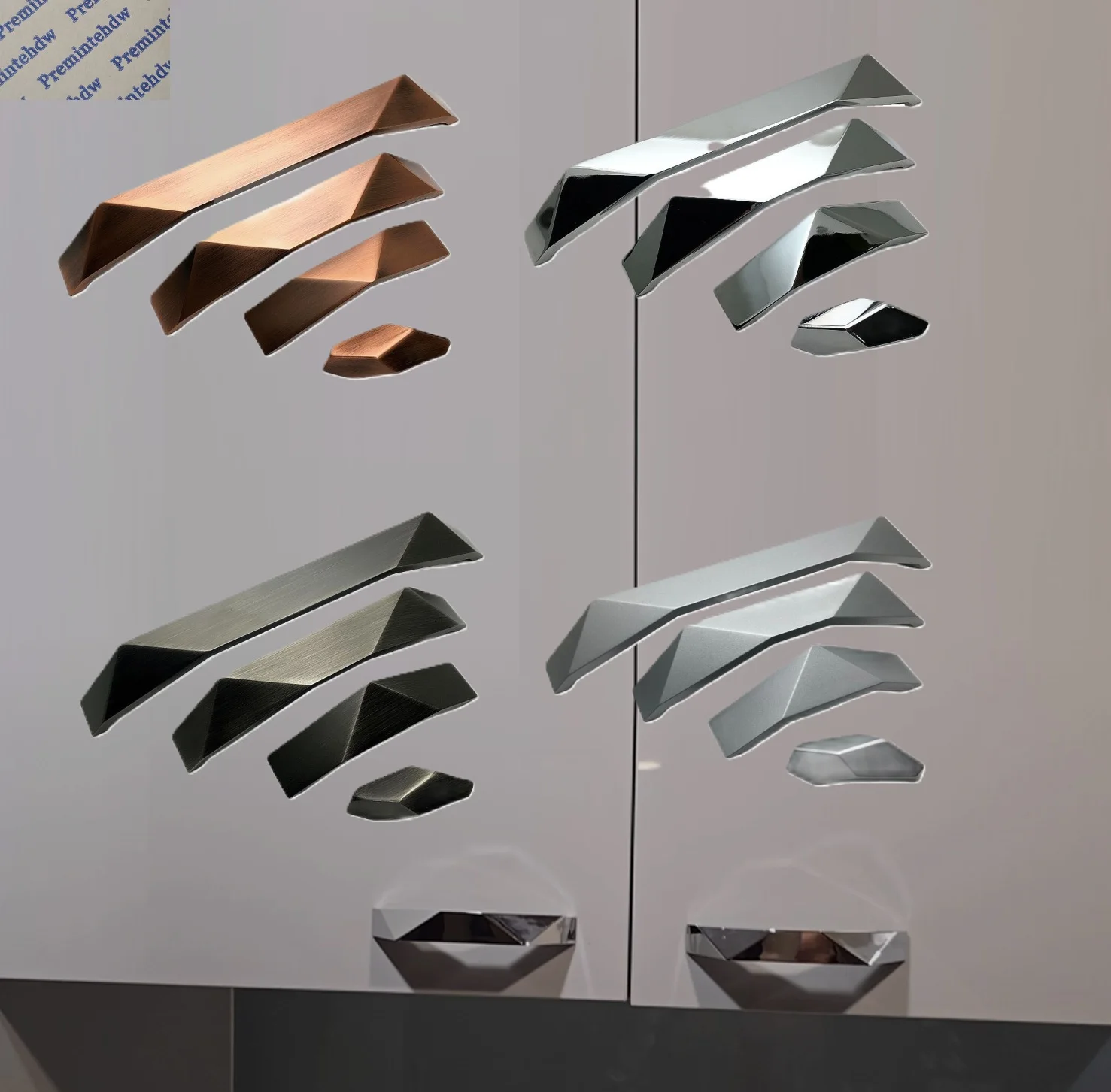 4Pcs Concise Diamond Pattern Zinc Cabinet Pull Handle Chrome Gunblack Bronze