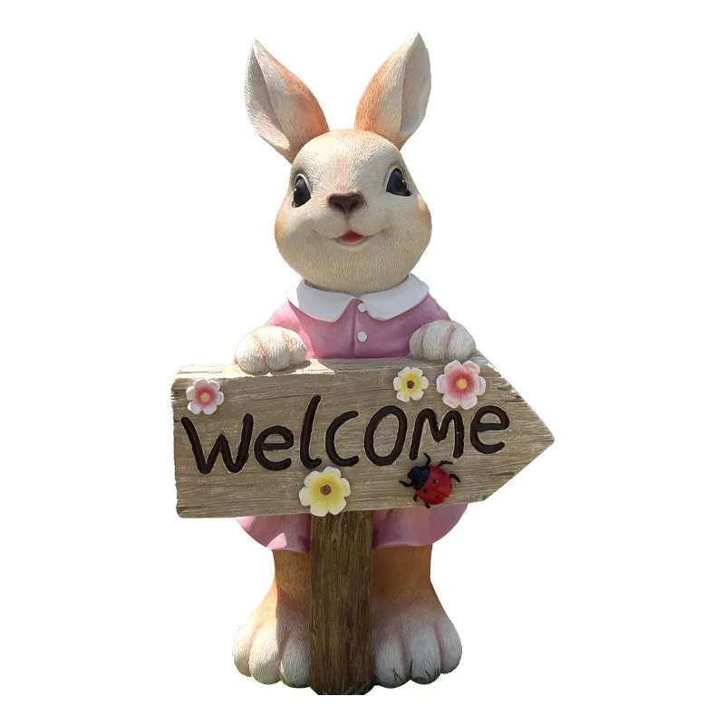 

Cute Rabbit Lawn Ornaments Garden Resin Animal Home Garden Decorations Welcome Sign