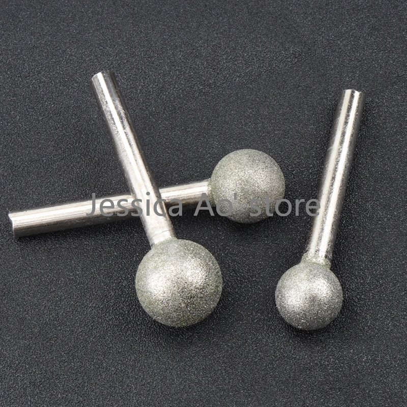 2pcs 14-30mm P60-120 Round Ball Diamond Grinding Head Jade Carving Sanding Tools Round Ball Rotary Burrs Marble Polishing