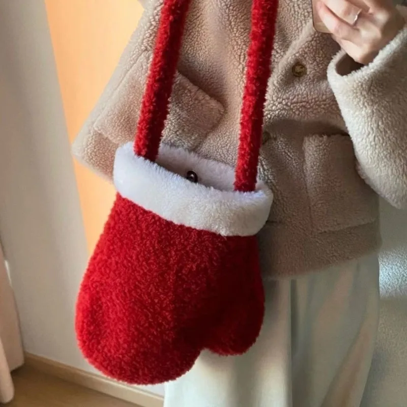 عيد الميلاد حقيبة حمراء تأثيري ريترو رقيق حقائب كروسبودي مضحك قفاز على ظهره عيد الميلاد السنة الجديدة اكسسوارات للنساء الرجال #4