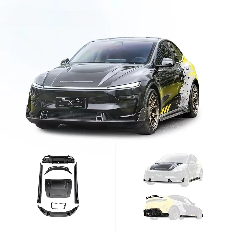For 2025 Tesla Model Y Body Kit Upgrade CMST Style Carbon Fiber Front Lip Rear Spoiler Engine Hood Side Skirts Rear Diffuser