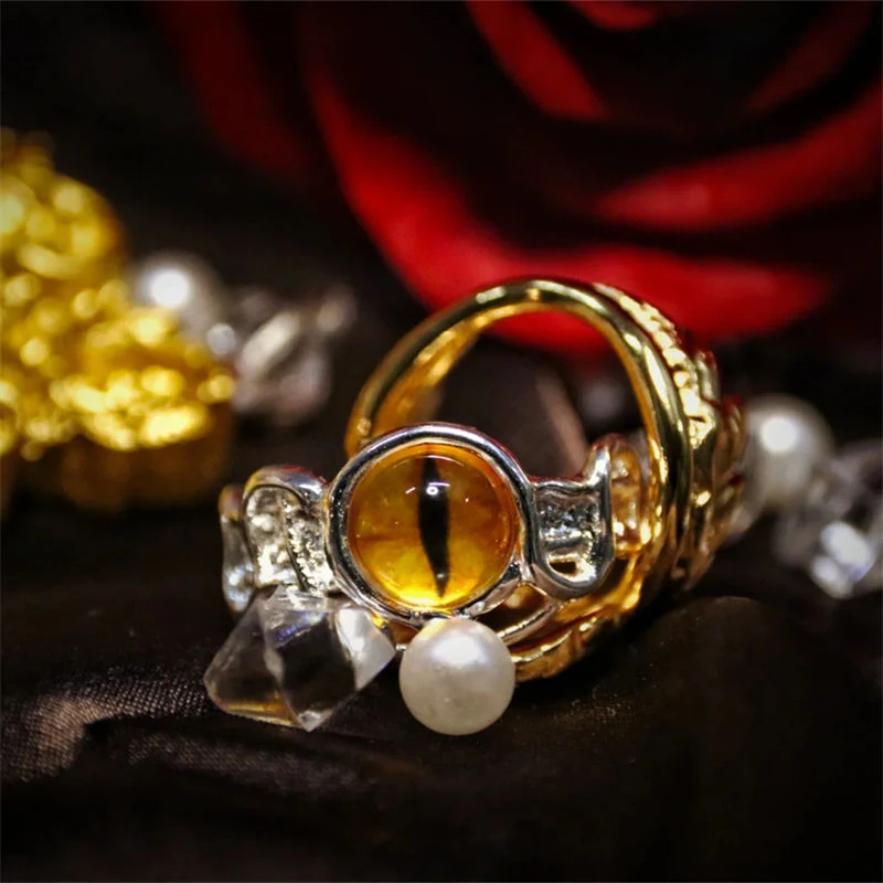 Serie TV Good Omens CA Cosplay Ring adulto Unisex apertura regolabile Snake pupilla anelli per gli occhi accessori per gioielli Prop