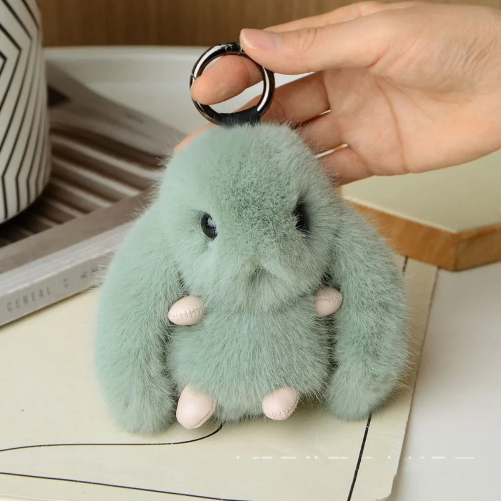 

Stuffed Animal Fluffy Rabbit Keychain Pompom Bag Charm Bunny Stuffed Keyring Plush Doll Kawaii Plush Bunny Pendant Jewelry Gift