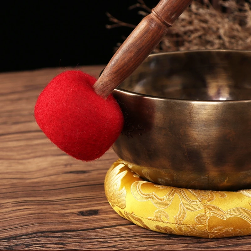 Psychology Spiritual Gifts Singing Bowl Mallet Wool Felt Hammer with Handle Buddhist Meditation Tibetan for Women Men