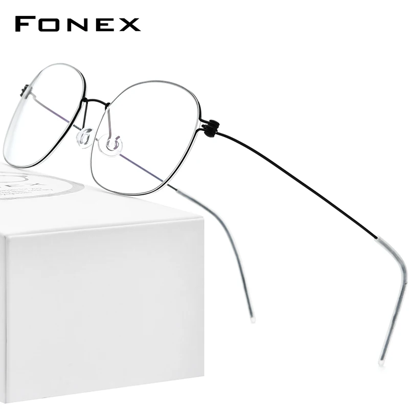 FONEX Titanium Eyeglasses Frame Men Brand Design Glasses Frame Ultralight High-Quality Denmark Morten Screwless Eyewear 7513