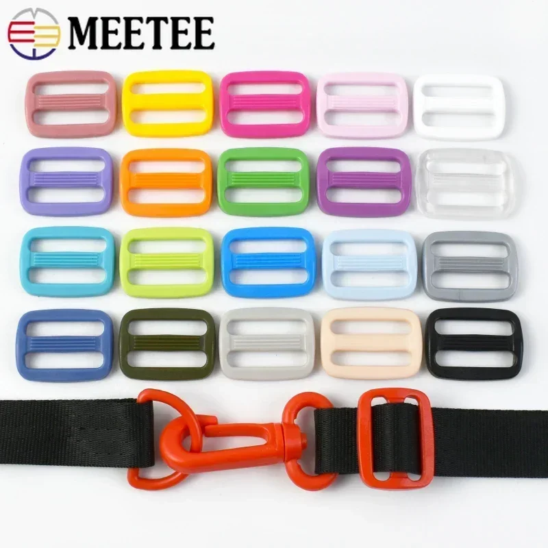 20Pcs 15/20/25mm Plastic Ring Buckles for Backpack Belt Tri-Glide Slider Clasp Webbing Bag Strap Adjuster Hooks Sewing Accessory