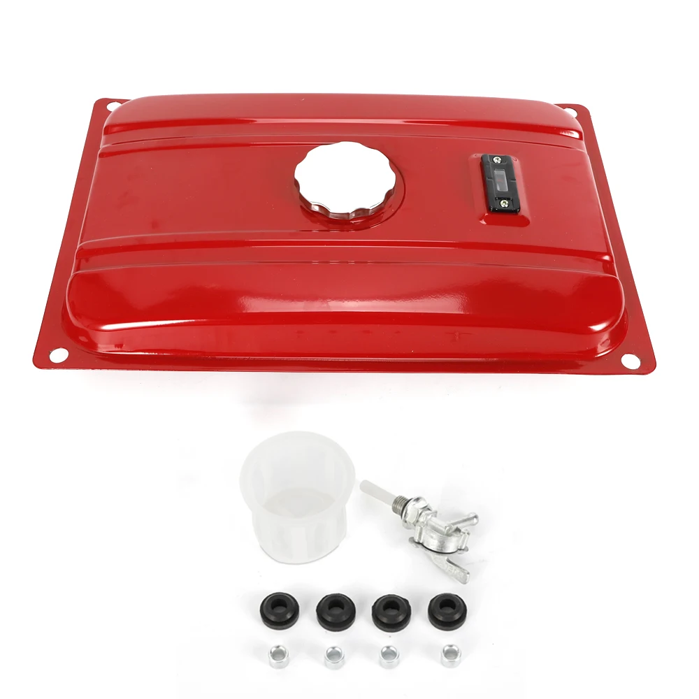4 Gallon Rode Generator Universele Brandstoftank 54.8*36*10cm 15L Apparatuurtank met Chrome Cap Gauge Past voor EC2500