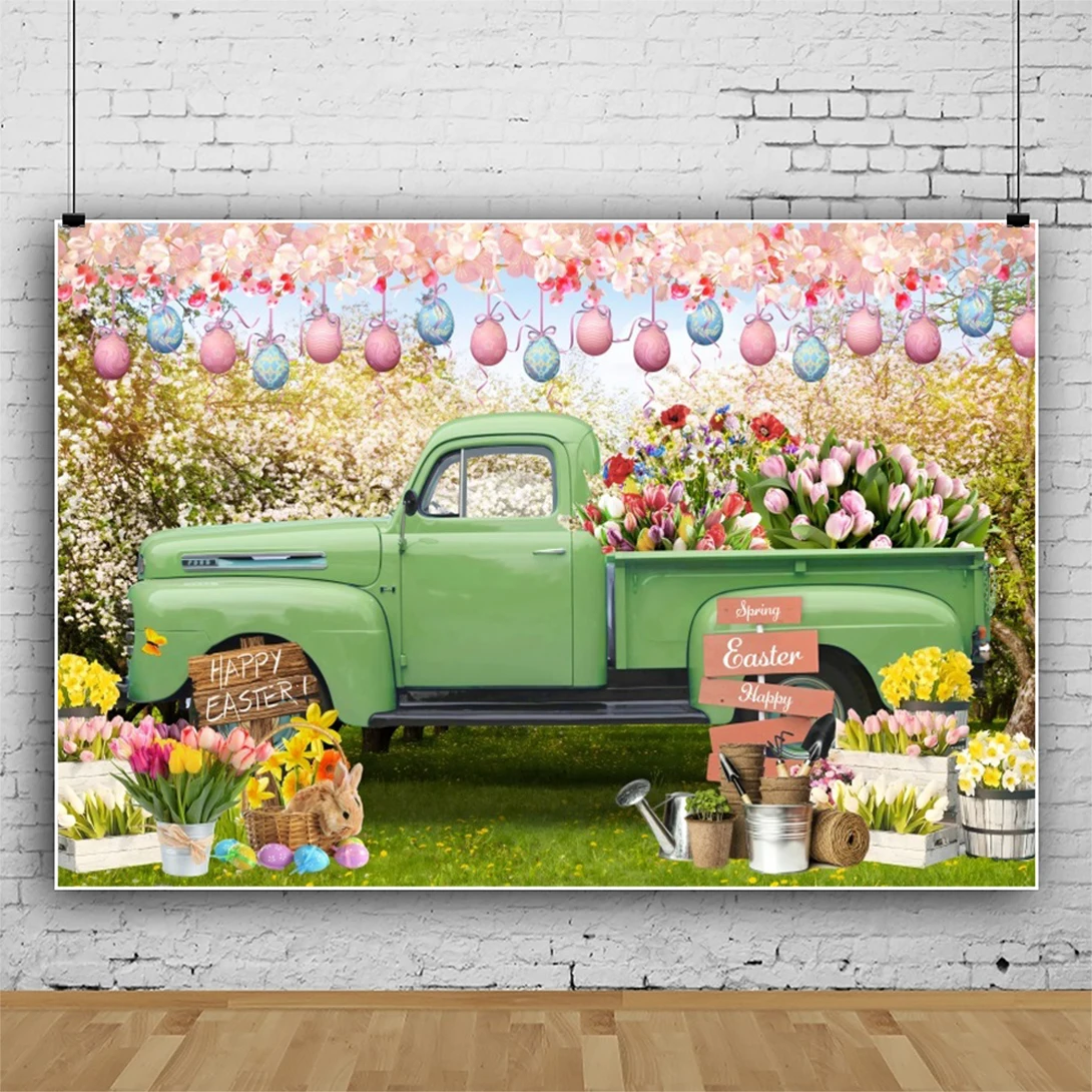 ฉากหลังสำหรับถ่ายภาพเทศกาลอีสเตอร์แฮปปี้ประตูไม้ฤดูใบไม้ผลิพื้นหลังรูปกระต่ายไข่หลากสีแบนเนอร์สำหรับงานเลี้ยงวันเกิดของเด็กทารกอุปกรณ์สำหรับสตูดิโอ2024