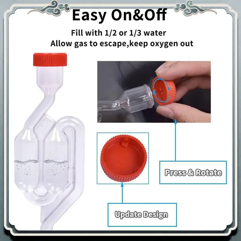 Juego de esclusa de aire de doble burbuja [paquete de 6, kits de elaboración de airlocks para fermentación, esclusa de aire de fermentación con 6 tapones + 12 ojales duraderos