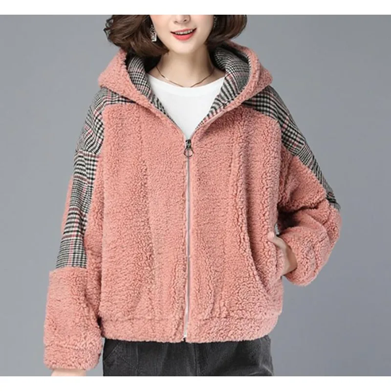 سترة نسائية للخريف والشتاء تقليد خروف قطيفة جديدة سميكة ومخملية سترة دافئة للنساء #4