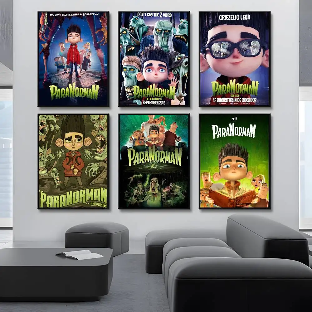 ملصق الرسوم المتحركة أنيمي P-ParaNorman 	   لوحة فنية جدارية عالية الجودة للمنزل والمكتب وغرفة النوم وغرفة المعيشة وبار المدخل هدية مثالية
