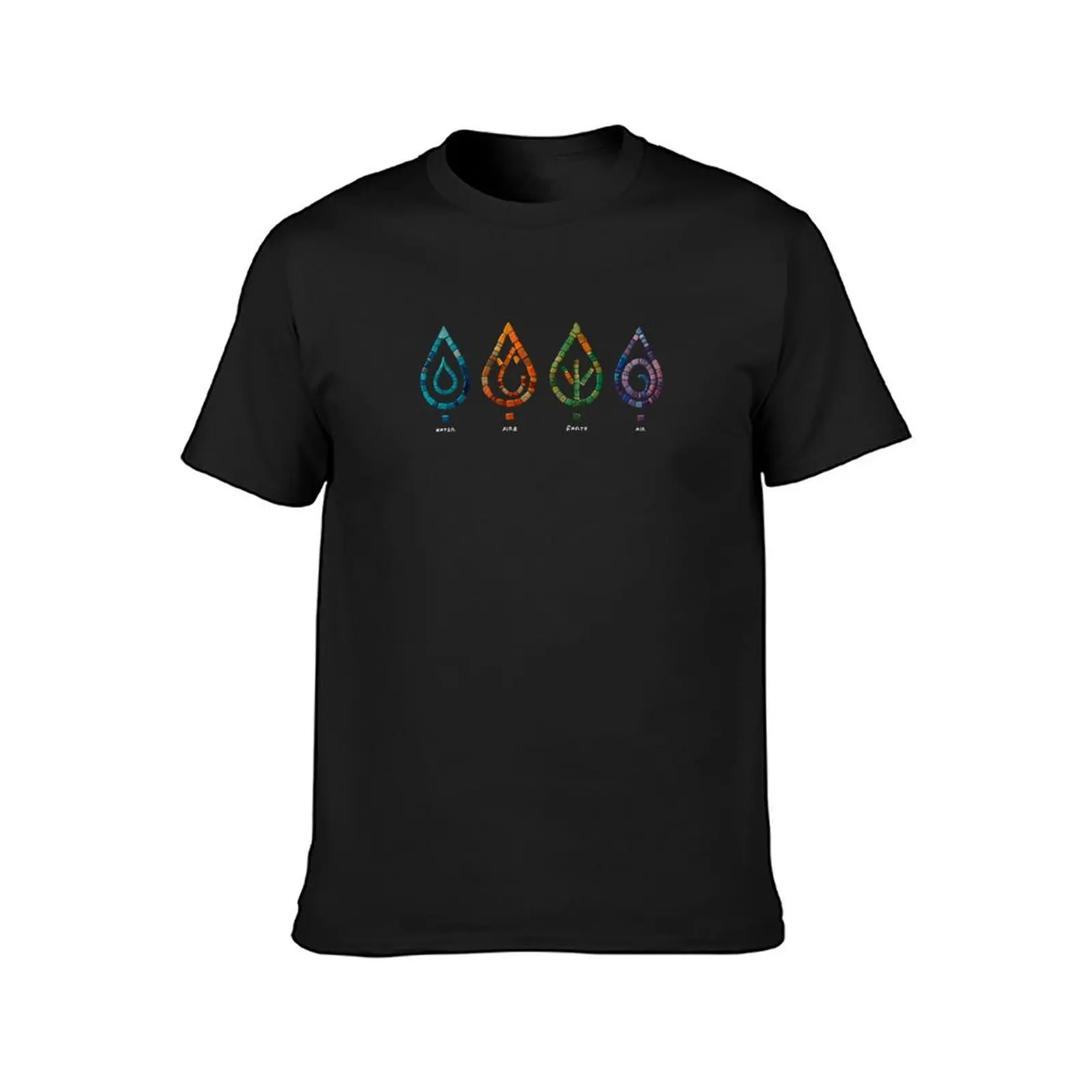 Elemental Stone Serenity: Nature's Mystic Force United - Four Elements T-Shirt sublime summer clothes black t shirts for men