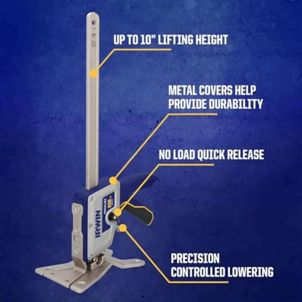 

Quick-Lift Construction Jack, Hand Lifting Jack Tool, Multifunctional, Lift up to 10" and Lift Capacity 330 lbs (IRHT83100)