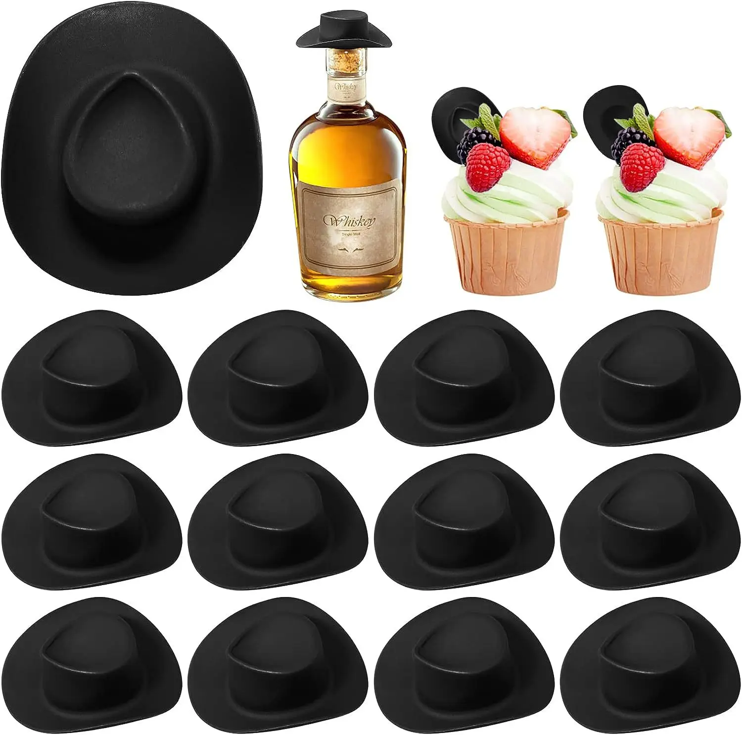 5/10/20/30/40/50pc Mini Cowboy Hut Kunststoff Cowgirl Nette Puppe Hut westlichen Hochzeit Geburtstag Party Liefert Zubehör Kuchen Topper – Detail 16