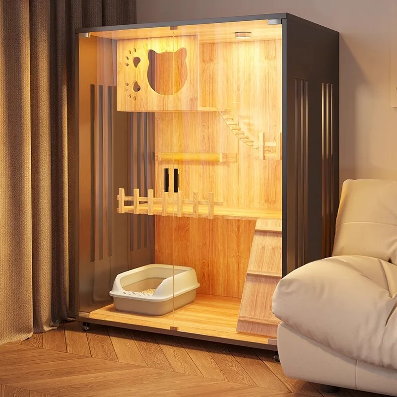 

Household Cat Villa Cat Luxury Indoor Cat Nest Cat House Large Free Space Cat House Solid Wood Cat House Cat Cabinet