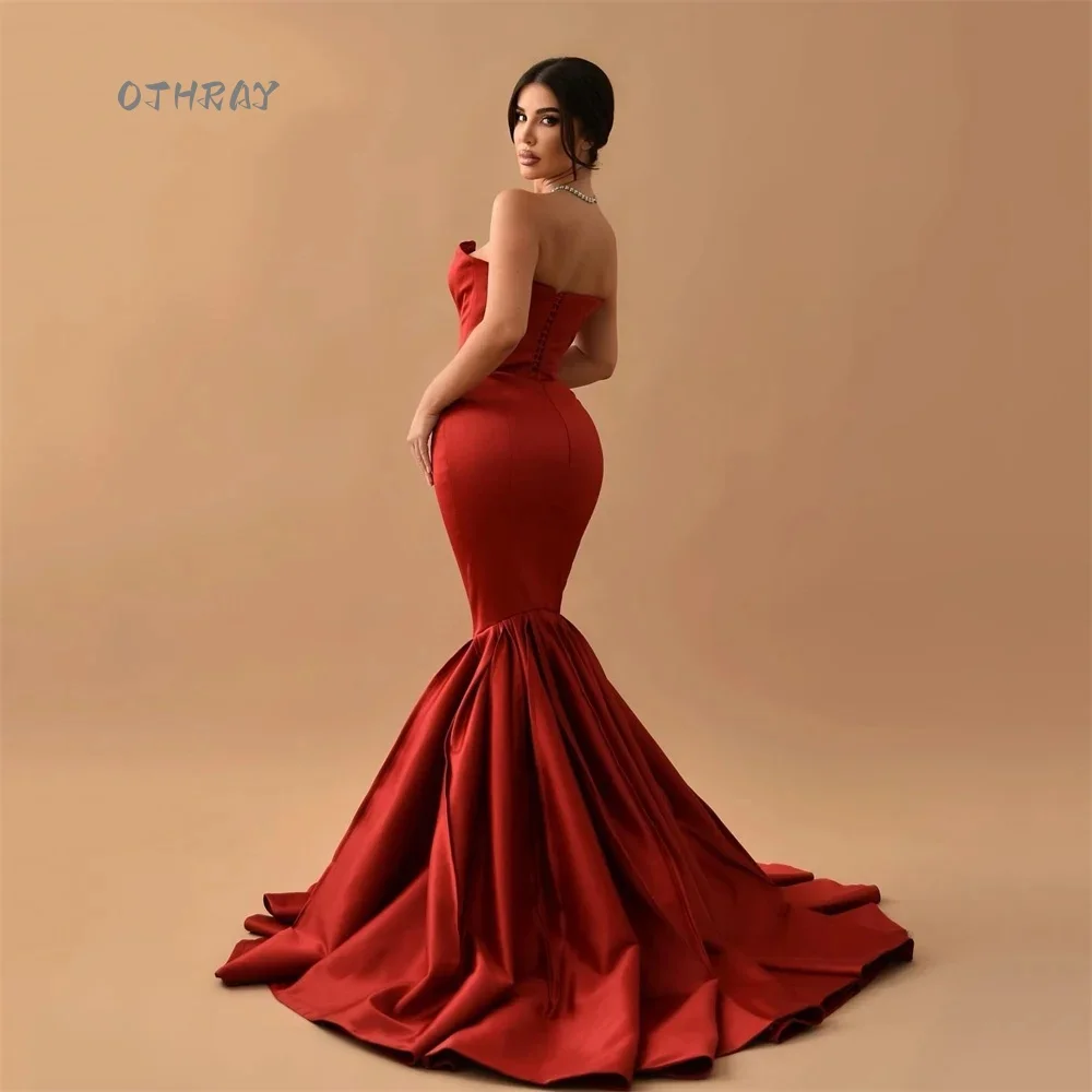 Evening Dress Sexy Mermaid Prom Gown For Wedding Party Gown Satin Sleeveless Sweep Train robe de soiree Prom Dress