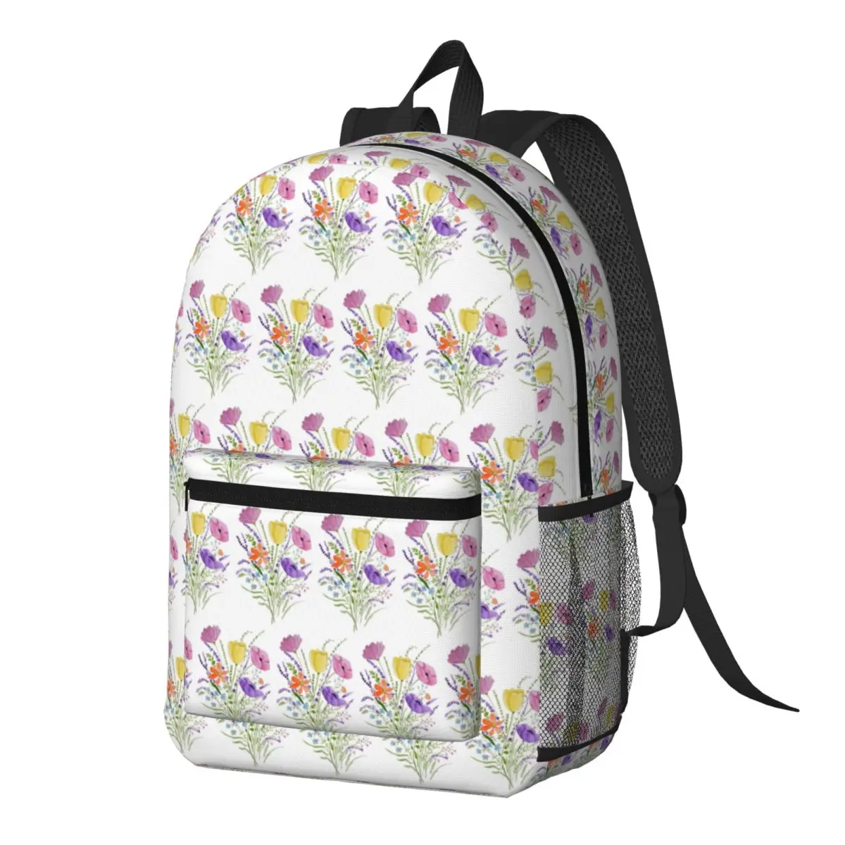 

Colourful Wildflowers Bouquet 2026 Backpack Daypack Large Capacity Kids BookBag School Bag Shoulder Bags for Men Women