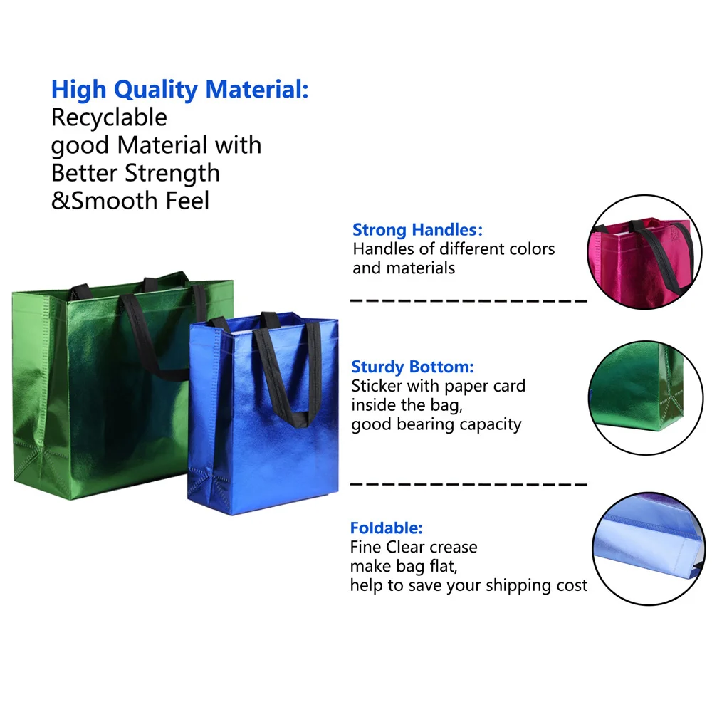 2/5/10Pcs Shiny Gift Bag Non-woven Handbag Colorful Reusable Environmental Protection Business Wholesale Gift Bag