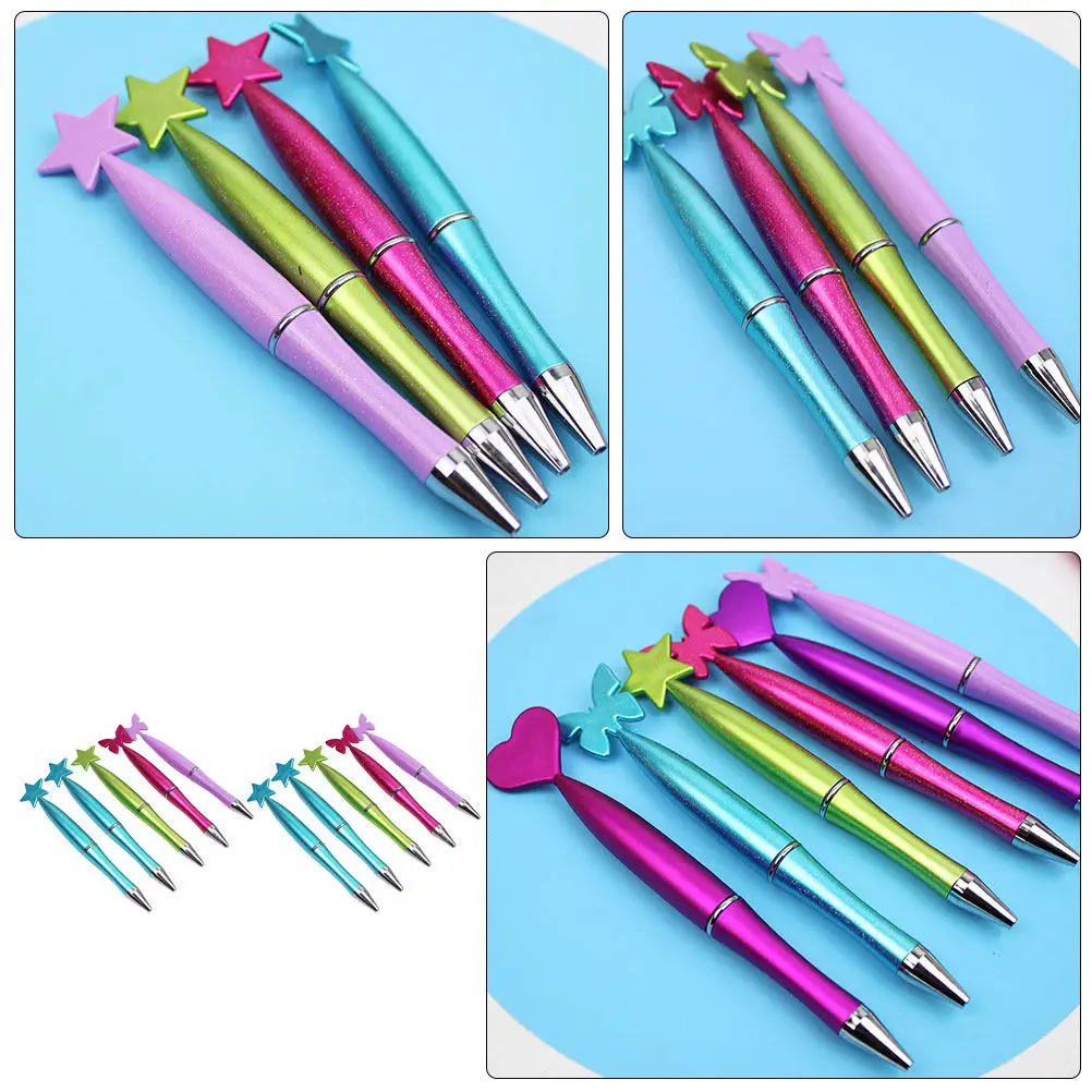 

10Pcs Smooth Writing Ballpoint Pens Rotating Design with Butterfly Heart Star Print Ideal for Journaling Notes Coloring Books