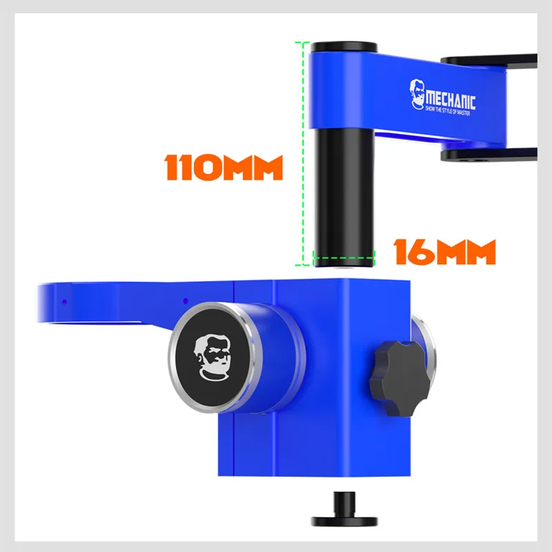 MÉCANIQUE M6 360 °   Support de Microscope à bras oscillant réglable à Rotation, support de détection d'entretien de levage fixe pour Microscope stéréo